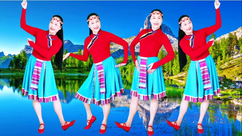 水上漂高高广场舞阿佤人民唱新歌-葫芦丝轻音乐藏族舞原创附分解