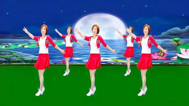 广州红色枫叶广场舞七夕的红月亮-音乐好听舞蹈好看
