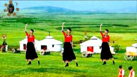 阳光美梅广场舞我在纳林湖等着你-藏族舞-2