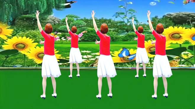 广州红色枫叶广场舞社员都是向阳花-背面演绎一样精彩漂亮