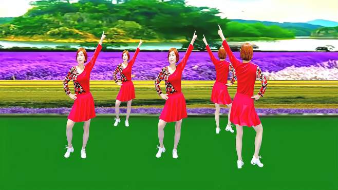 广州红色枫叶广场舞小苹果-正背面演绎不同版本一样精彩漂亮