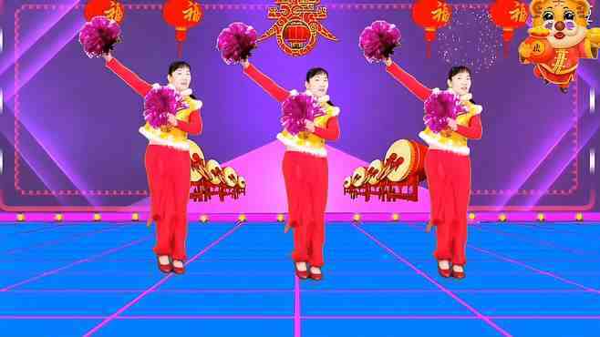 玫香广场舞欢乐中国年-正背面演示